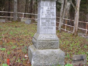 Sprague Cemetery Southwest of Five Corners near the Ward-Alfred town line on the north side of the Vandermark Road is a small burial plot...