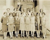 Teacher Training Class, 1929 Location uncertain, but believed to have been in Alfred, N.Y. Taught by Letitia Abbey. Front row - Mary Harris Sylor, Maxine Nelson, Kathryn Gorton Crandall,...