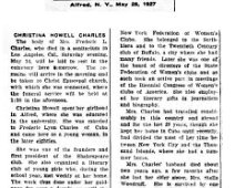 Howell - Christine Howell Charles - Alfred Sun 26 May 1927 Obituary