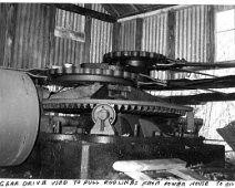 Oil04 The gear drive used to pull the rodlines from power house to oilwell. From Dick Fitch Collection