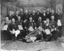 Pioneer_11 Bolivar Masonic Lodge. This picture was taken by Harry A. Cudding, 1890. TOP ROW, STANDING (L-R): F.A.Loop, R.N.Andrus, George Layman, F.R.Wellington, Thomas...