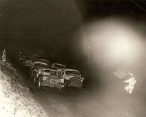 Sportsman's Raceway - Ulysses PA 002 Cars not identified, but, the starter/flagman, Whitey Robowski, is in the usual form right down on the track jumping in the air to twirl the opening flag..