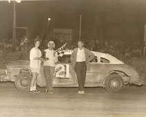 Sportsman's Raceway - Ulysses PA 009 Al Plank (center) receives his tropy from Floy Miller Donovan and at right, Track Owner, Gaylord Miller.