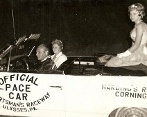 Sportsman's Raceway - Ulysses PA 004 Driver (Owner of Sportsman's Raceway), Gaylord Miller; Seated right, Alice Layfield; Unknown "Princiss"? Email answer to: webmaster@alleganyhistory.org