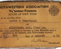 AFD21 S.W. Association Membership Card Lewis Swarthout