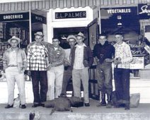 Canoe02 Some Explorer Scouts in front of Palmer's store: (L->R) Jim Moreland, Jim Walsh, Frank Cady, Bill McQueen, Dave Walsh, Donald Pye, and John Walsh. Posing prior...