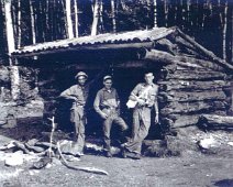 Canoe10 Somebody found a place to rest in the woods. (L->R) Bill McQueen, Donald Pye and Gene Swarthout.