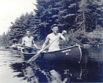 Canoe18 Ward Guild (rear) and Gene Swarthout -- "Poster Scouts for the Canadian Canoe Trip!" (I suspect this photo was taken by Don Adams.)