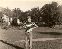 29-Playground-Palmer Photo of Howard Palmer taken on Allentown School Grounds. Adams house on left, Howard Gowdy's Oil Tank, Back of (then) Jandrew's Store.