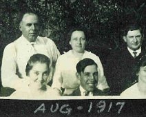 10-Adams-Abbott-etc AUGUST 1917 Rear- Willis Elmer Adams & wife, Flora Abbott & Clarence Allen Front- Blanche Fitch, Donald R. Adams & Pearl Allen