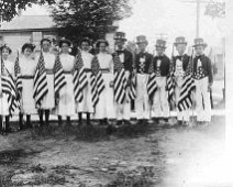 20-1910 4th July-Allentown (20) 4th of July 1910 L-R: Margaret Coleman, Vivian Barnes, Alta Cleveland, Stella McEnroe, Mattie Cleveland, Jesse Storms, Laurence Butts, Francis Glendenning,...