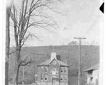 37-AHS Approx 1905 Allentown Union School circa 1905. Notice the dirt street & plank sidewalk. Also, balcony on Hill's Restr. Bldg.