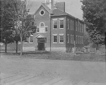 013 ca.1904; This photo of the Allentown Union Free School building shows signs the building not quite completed, helping to date the year. Center top circle window...