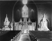 Blessed_Sacrament_Church_Andover_1890s Interior View of Blessed Sacrament Catholic Church in Andover, NY. ca.1890s; submitted by William A. Greene.