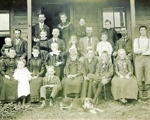 Wafler-Evans Reunion 1920's: Wafler-Evans Reunion. Front row: Far left, Sarah Evans, 3rd boy from right, Harry Evans. Middle row: 2nd man from left, Henry Evans, Nora Evans, Dan...