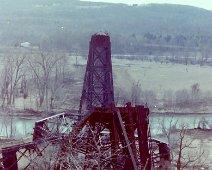 Demolishing Belfast Trestle - Early 1980s Erie-Lackawanna bridge at Belfast being demolished, early 1980s. Photo courtesy of Richard Palmer.