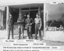 1946-InFrontOfMcEwanBldg 1946, In front of McEwan Building, Main St. Bolivar, NY Now site of Oil Museum. Photo Album Page of Ray Payne Curator, Pioneer Oil Museum