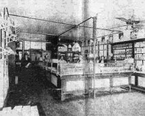 BolivarMarketCo Photo shows the old Bolivar Market Co. Meat Market on Main Street, Bolivar. In the photo are: Mrs. Harriger, a customer, Smithie, Mr. Earl Potter and Mrs....