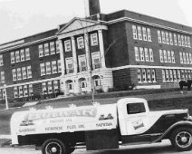 BolivarRefinersTruck-School The School, The Truck, The Horse. All part of Bolivar. Allegany Refiners Truck. Photo Album Page of Ray Payne Curator, Pioneer Oil Museum