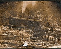 Steam shovel move_Rossburg_NY_circa 1906_up the hill team shovel being moved on temporary tracks from Rossburg,NY up onto the east hill area to excavate the Erie Railroad Cuba line in 1906-10. Photo from Steven...