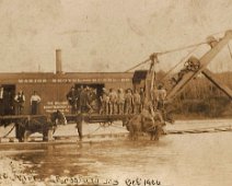 Steam shovel move_crossing the Genesee River, Rossburg_NY_circa 1906 Steam shovel being moved on temporary tracks from Rossburg, NY up onto the east hill area to excavate the Erie Railroad Cuba line in 1906-10. Photo from Steven...