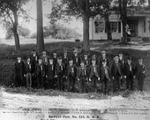 Sawyer Post 333 Sawyer Post, No. 333, G.A.R. May 30, 1903. Whitesville, N.Y. Back Row: M.L. Holmes, R. Fish, A.H. Halsey, L.J. Jones, O.D. Nye, W. McDonough, O.G. Clarke, A.M....