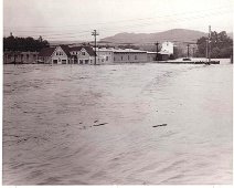 DykeCreekAsDykeLake Dyke Creek has become a lake. Viewed from Railroad bridge behind Chevrolet Dealership toward Collins Building Supplies and Agway. Photo by Dick Neal