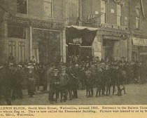 BaldwinBlock 2-Remember When-1901 June 1901 the Otis and Day Hardware Store building burned. It was at 31-33 North Main Street in I.W. Fassett's Fireproof Block [the Burrous building I.W....