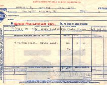 lynch-Erie Erie Freight Bill - C.L.Lynch-Andover,NY-1