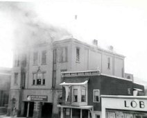 CityHallBurns "City Hall" burns! The Brown & Stout building withstood the fire as did the old Loblaws building. Photo by Howard Palmer
