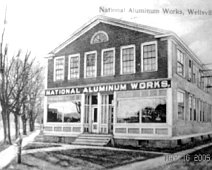 Copy of National Alum Works National Aluminum Works Stood where Memorial Park now stands; Triangle of Stevens/West Pearl & Brooklyn Avenue. Per Martha Howe's 1963 "History of Wellsville",...