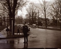 Officer Denhoff clearing traffic after Parade 1946