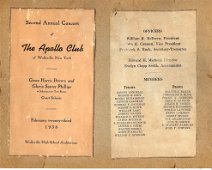 Apollo Club 1938_2 Thanks to the archives of Nathaniel Dyke Museum of Wellsville, these items are available for us to share. They were presented to the Museum by 4 members of the...