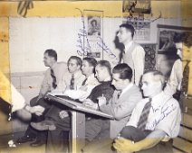 6-Fellas2 1944 Bowling in Wellsville Worthington League 2 Unknowns, Eddy Fleischman, Lewis Wachter, L. Antoon, Mr. Ballerstein; In back: Harry Lewis, Henry "Hank"...