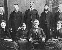 Dornow Family Wellsville-Ball The Simon Dornow Family - The first settlers on the Dornow Road in 1857. First Row - left to right - Emmalina Dornow Meyer, Grandma and Grandpa Dornow, (Simon...