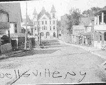 WellsvilleCityHallfromMadison1922 WELLSVILLE VILLAGE HALL From Photo Collection of Donald Adams -copyright 2004 Don Adams. Down Madison Street; Burned April 1, 1952. 3rd Floor had basketball...