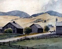 5-Old Utopia watercolor probably by John Sinnette A painting of the old Wells farm, c 1880, probably done by John Sinnette. Note the notch in the background. The picture shows George Wells taking his favorite...