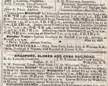 Bradford-Eldred-Cuba RR Time Schedule Submitted by Richard Palmer