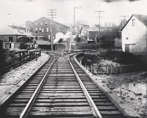 Shawmut28 VIEW FROM BRIDGE OVER OLEAN CREEK - Looking West; Left line to Yard, Service Area & Passenger Station on South Union Street-Olean,NY